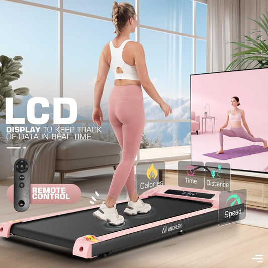 Treadmill with Desk Workstation& Adjustable Height, 8 in 1 Folding Treadmill with 8% Incline,2.5Hp Walking Pad for Home, 300Lbs Weight Capacity/Ultra-Quiet/3 Type Control/Installation-Free